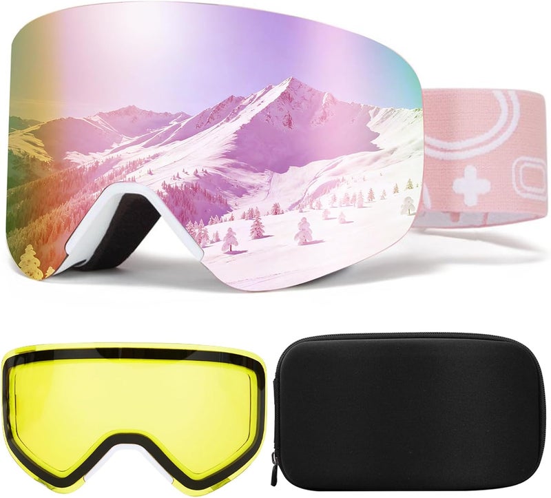 MXJ Gear Ski Goggles,OTG Snowboard Goggles Magnetic Interchangeable Lens,UV Protection Anti-fog,YH879B Snow Goggles for Men Women - Image 1